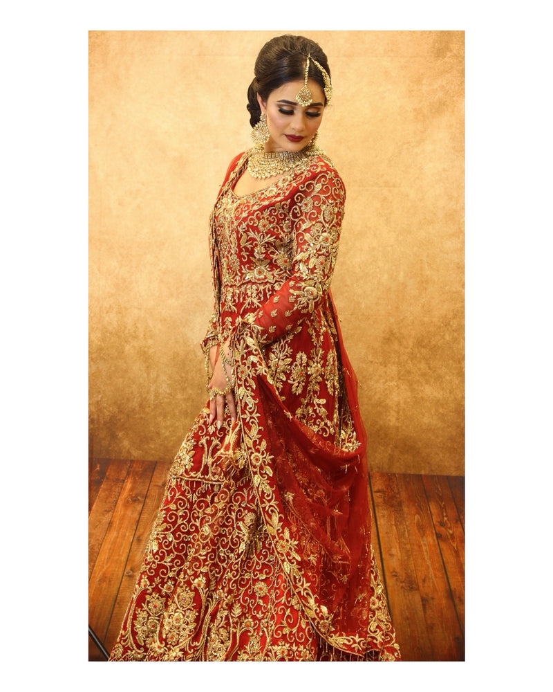 RED WITH GOLD BRIDAL GOWN